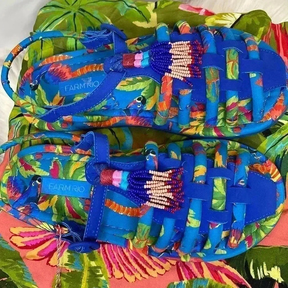 Farm Rio Blue Strap Sandals - Picture 2 of 10